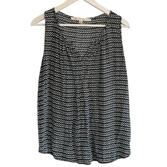 Max Studios Sleeveless Blouse Black White Geometric Size Medium - Picture 1 of 7